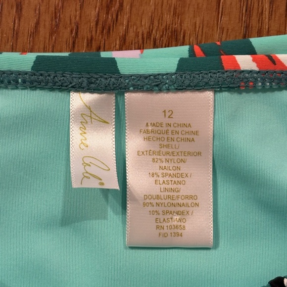 Anne Cole Tropical Blousen One-Piece Swimsuit - Palm Print Size 12 - Picture 2 of 9